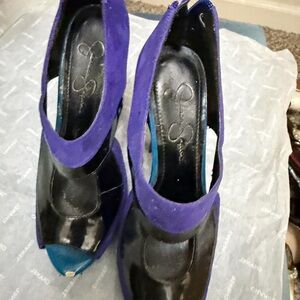 Jessica Simpson Purple Suede Peep-Toe Slingback Heels